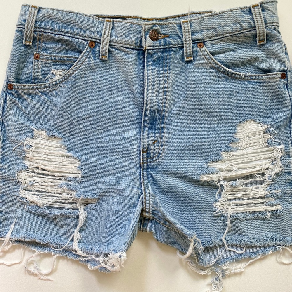 Vintage Levi’s 505 Orange Tab High Rise Denim Jean Shorts